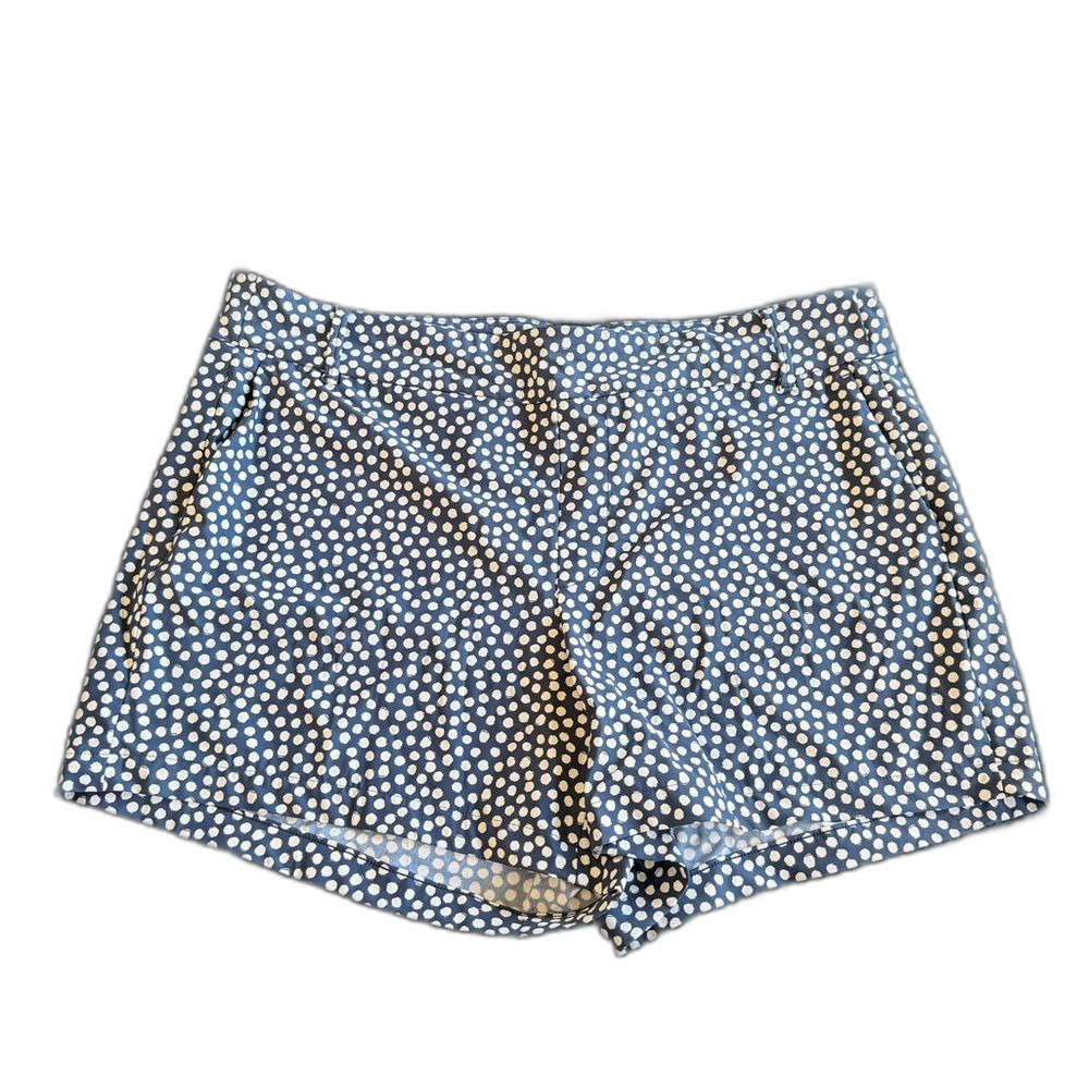 SPANX Navy White Polka Dot Tailored Shorts Stretch Ponte Belt Loops Size 2X